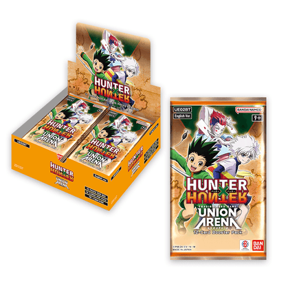 The image shows a Union Arena Hunter X Hunter booster box and a booster pack from the Union Arena Series. Sergio’s Collection