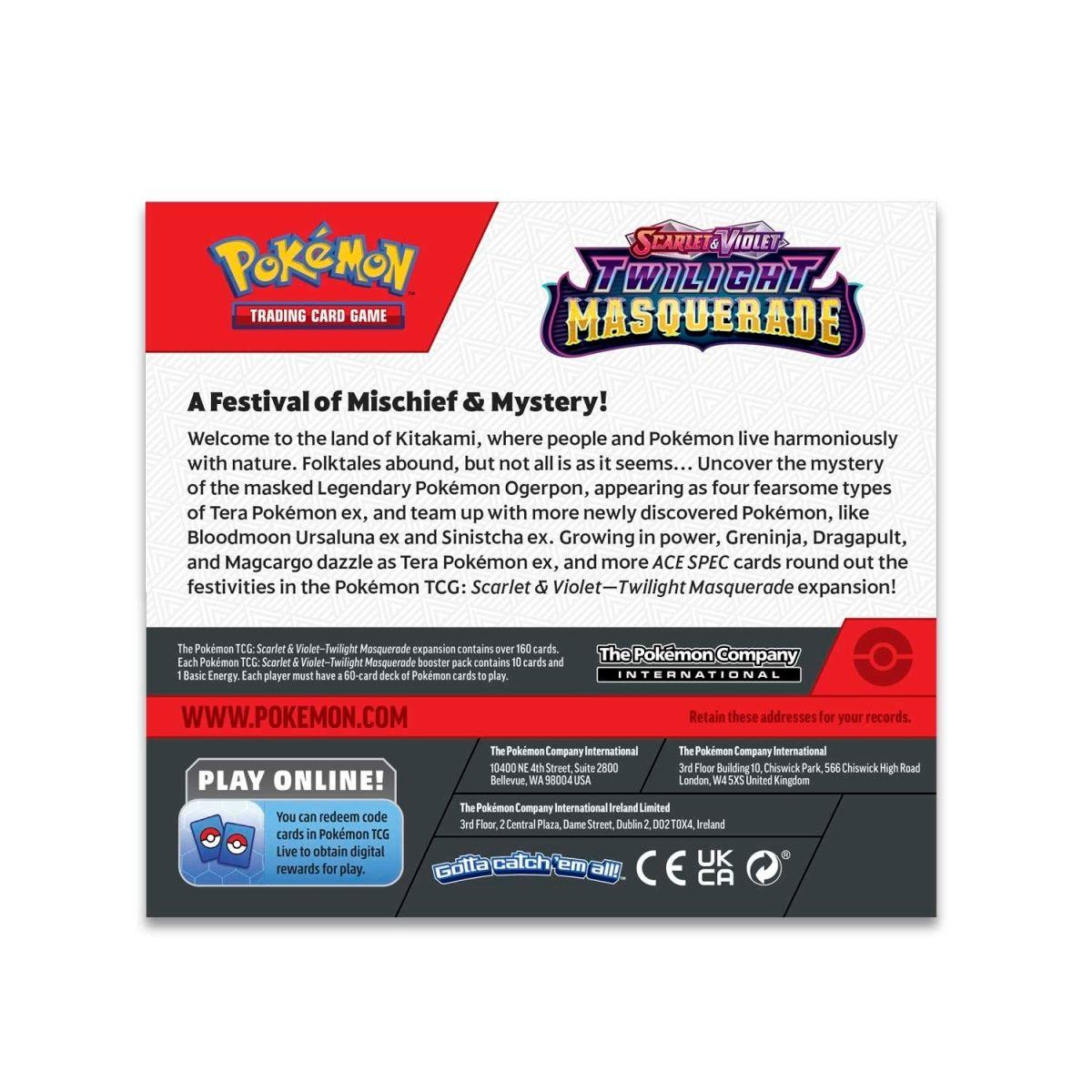 The image shows the back of the Pokémon TCG Twilight Masquerade Booster Box. Sergio’s Collection