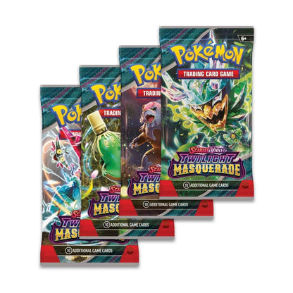 The image shows the booster packs from the Pokémon TCG Twilight Masquerade Booster Box. Sergio’s Collection