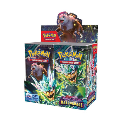 The image shows the Pokémon TCG Twilight Masquerade Booster Box. Sergio’s Collection